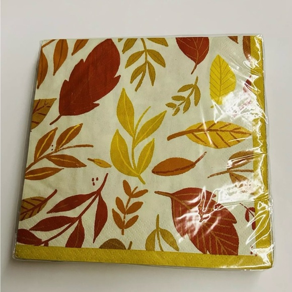 New 48 Fall Napkins Yellow Red Orange Leaves Party Impressions made in the USA - Picture 6 of 9